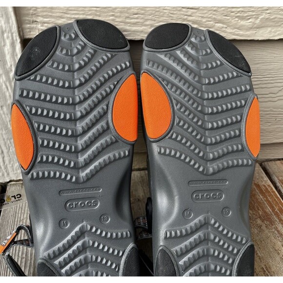 New! Crocs Classic All Terrain Men’s 13 Sandals - Slate Gray/Orange
